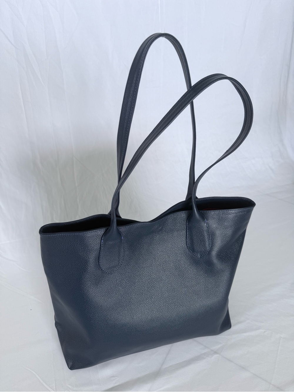 Classic Dark Blue Leather Tote Bag - Ref Liner Everyday Carry - Picture 7 of 9